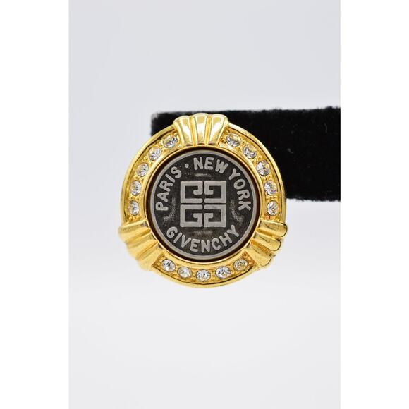 Givenchy Vintage Coin Clip Earrings Logo Medallion Gold Runway Signed 1980s BinX - Picture 6 of 12